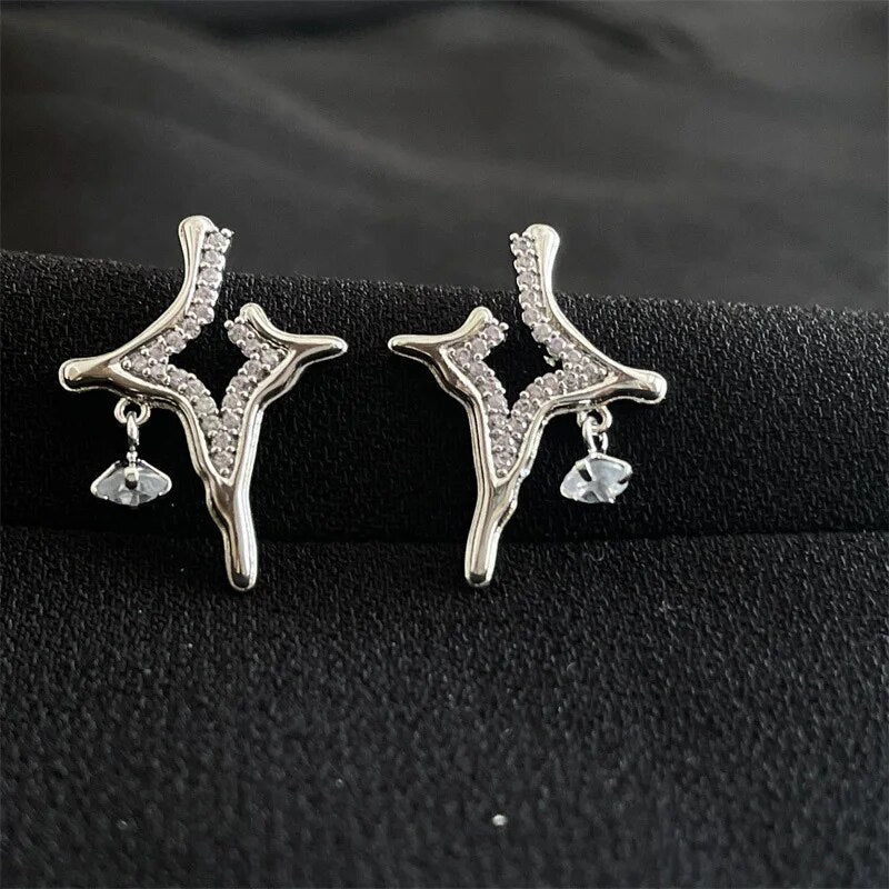 Hollow Crystal Star Earrings