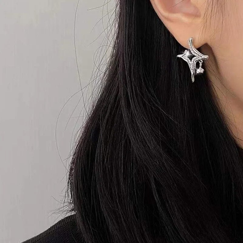 Hollow Crystal Star Earrings