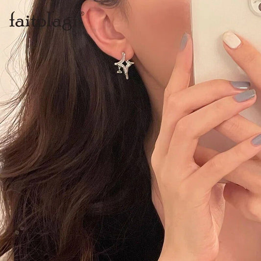 Hollow Crystal Star Earrings