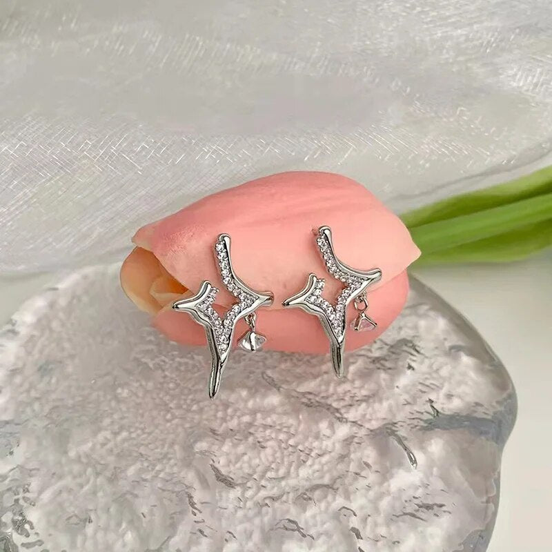 Hollow Crystal Star Earrings